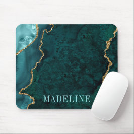 Modern Fashionable Waterverf Blauwgroen marmer Geo Muismat
