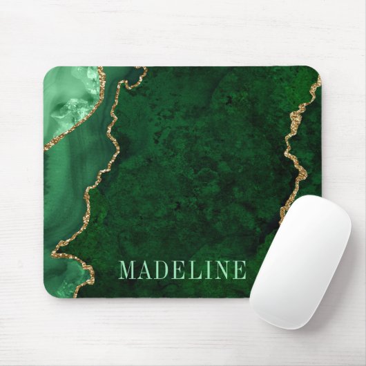 Modern Fashionable Waterverf Green Marble Geode Muismat (Met muis)