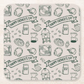 Modern Father's Day Doodle Pattern Millennial Dad Kartonnen Onderzetters (Voorkant)