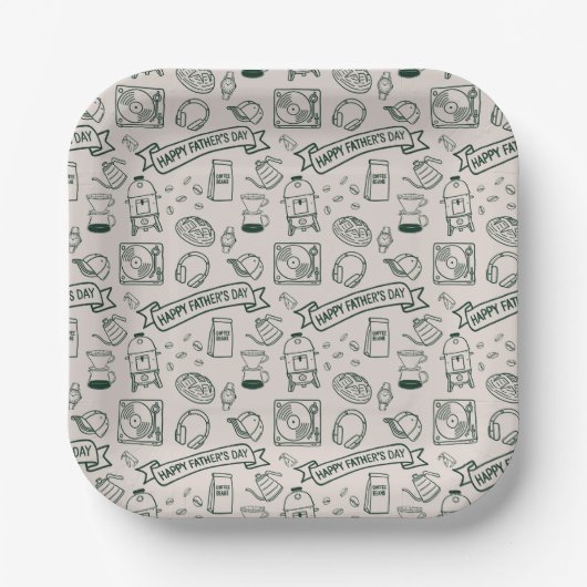 Modern Father's Day Doodle Pattern Millennial Dad Papieren Bordje (Voorkant)