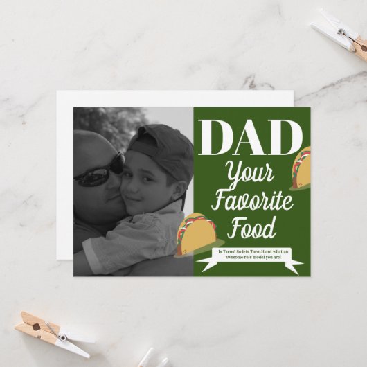Modern Fathers Day Taco Isometric Favorite Food Kaart (Voorkant / Achterkant in situ)