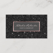 Modern Faux Black Glitter Elegant Roos Gold Visitekaartje (Voorkant)