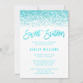 Modern Faux Blauwgroen Glitter Sweet 16 Birthday I Kaart (Voorkant)