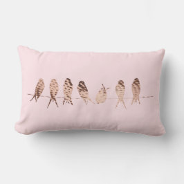 Modern Faux Copper Birds on Wire Lumbar Pillow Kussen