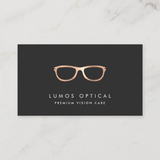 Modern Faux Copper Glasses Logo Visitekaartje (Voorkant)