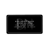 Modern Faux Embossed Monogrammed Business Address Etiket (Voorkant)