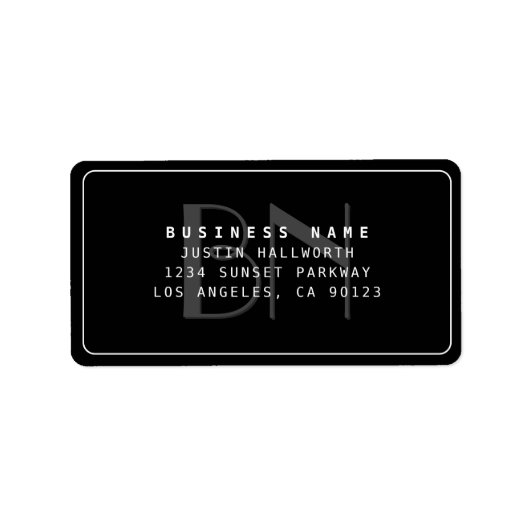 Modern Faux Embossed Monogrammed Business Address Etiket (Voorkant)