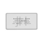 Modern Faux Embossed Monogrammed Business Address Etiket (Voorkant)