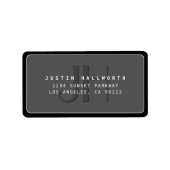 Modern Faux Embossed Monogrammed Business Address Etiket (Voorkant)