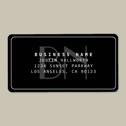 Modern Faux Embossed Monogrammed Business Address Etiket