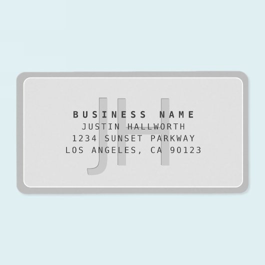 Modern Faux Embossed Monogrammed Business Address Etiket