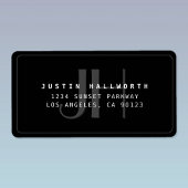 Modern Faux Embossed Monogrammed Business Address Etiket