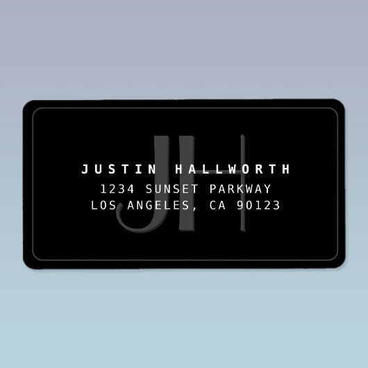 Modern Faux Embossed Monogrammed Business Address Etiket