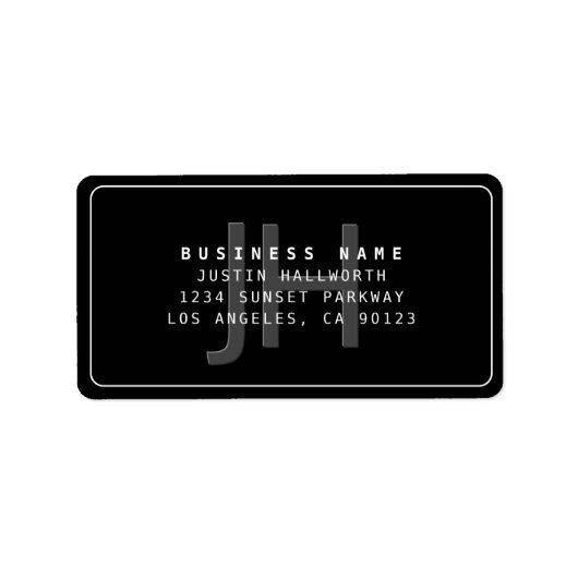 Modern Faux Embossed Monogrammed Business Address Etiket (Voorkant)