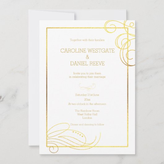 Modern Faux Folie Vlourish Wedding Kaart (Voorkant)