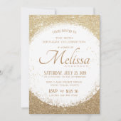 Modern Faux Glitter Gold en White Birthday Invite Kaart (Voorkant)