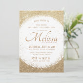 Modern Faux Glitter Gold en White Birthday Invite Kaart (Staand voorkant)