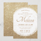 Modern Faux Glitter Gold en White Birthday Invite Kaart (Voorkant / Achterkant)