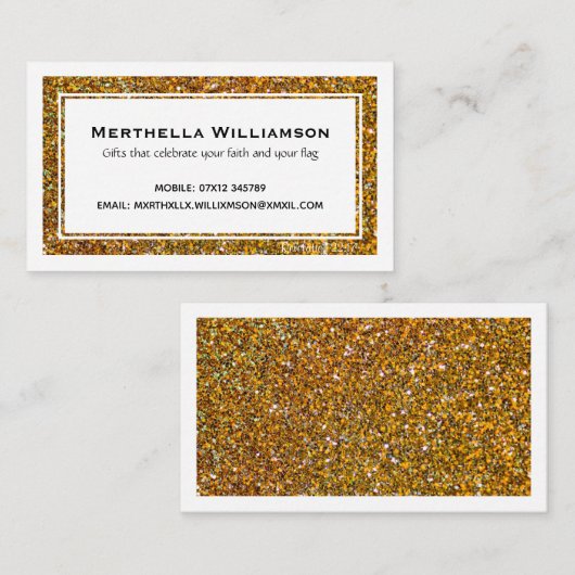 Modern Faux Gold | Aangepast Christelijk glitter Visitekaartje (Voorkant / Achterkant)