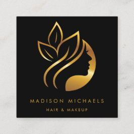 Modern Faux Gold Abstract Hair Makeup Vierkante Visitekaartje