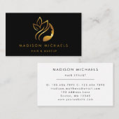 Modern Faux Gold Abstract Hair Makeup Visitekaartje (Voorkant / Achterkant)