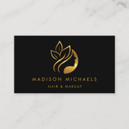 Modern Faux Gold Abstract Hair Makeup Visitekaartje