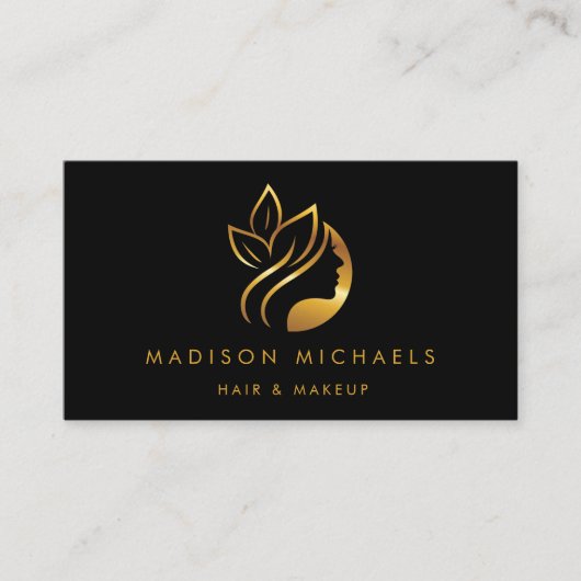 Modern Faux Gold Abstract Hair Makeup Visitekaartje (Voorkant)