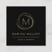 Modern Faux Gold Abstract monogram Vierkante Visitekaartje (Voorkant)