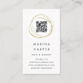 Modern Faux Gold Abstract QR-code fotoportfolio Visitekaartje (Voorkant)