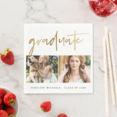 Modern Faux Gold Afstuderen fotorooster wit Servet (Insitu)