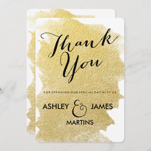 MODERN FAUX GOLD BEDANKKAART (Voorkant / Achterkant)