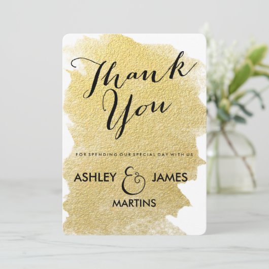 MODERN FAUX GOLD BEDANKKAART (Staand voorkant)