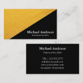 Modern Faux Gold & Black Foil Color Block Visitekaartje (Voorkant / Achterkant)