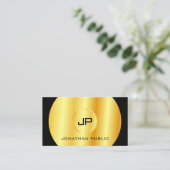 Modern Faux Gold Black Monogram Elegant Sjabloon Visitekaartje (Staand voorkant)