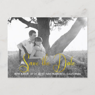 Modern Faux Gold blad Save the Date Aankondigingskaart