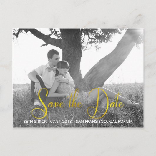 Modern Faux Gold blad Save the Date Aankondigingskaart (Voorkant)