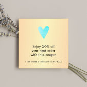 Modern Faux Gold Blue Heart Coupon