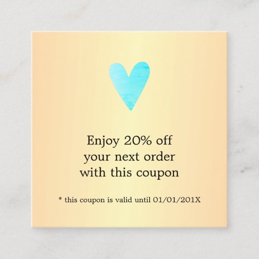 Modern Faux Gold Blue Heart Coupon (Voorkant)