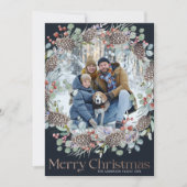 Modern Faux Gold & Blue Vrolijk Kerstfeest Feestdagenkaart (Voorkant)