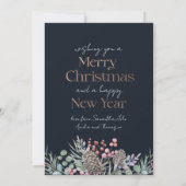 Modern Faux Gold & Blue Vrolijk Kerstfeest Feestdagenkaart (Achterkant)