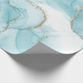 Modern Faux Gold & Blue Waterverf Marble Pattern Cadeaupapier (Hoek)