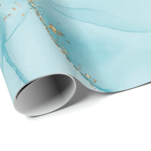 Modern Faux Gold & Blue Waterverf Marble Pattern Cadeaupapier (Rol Hoek)