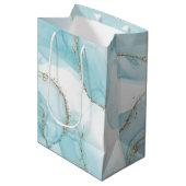 Modern Faux Gold & Blue Waterverf Marble Pattern Medium Cadeauzakje (Voorkant Gekanteld)