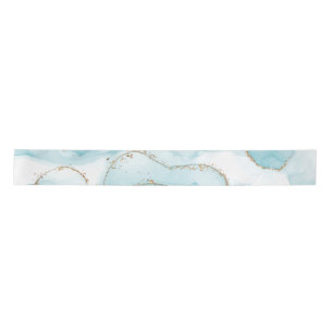 Modern Faux Gold & Blue Waterverf Marble Pattern Satijnen Lint