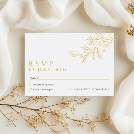 Modern Faux Gold Botanical Wedding RSVP Cards Kaartje
