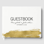 Modern Faux Gold Brushact Weddenschap Gastenboek (Voorkant)