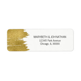Modern Faux Gold Brushstroke Weddenlabel Etiket