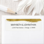 Modern Faux Gold Brushstroke Weddenlabel Etiket (Insitu)