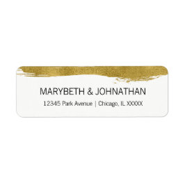 Modern Faux Gold Brushstroke Weddenlabel Etiket