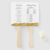 Modern Faux Gold Brushstroke Wedding Programme Fan Handwaaier (Voorkant en achterkant)